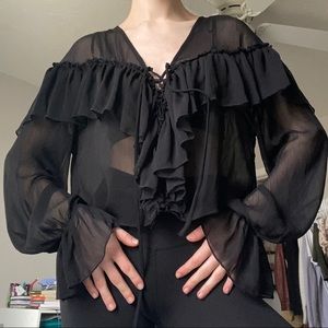 Sheer black blouse 
#sheerblouse